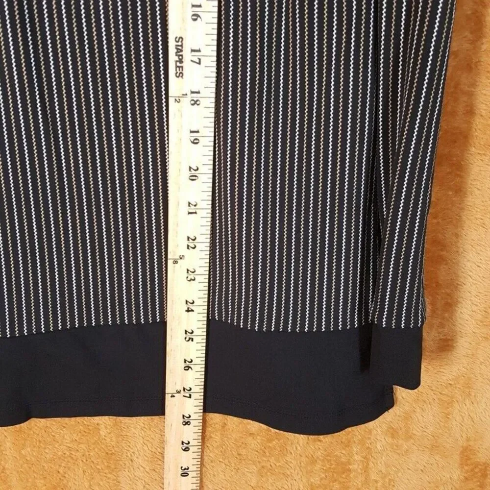 MICHAEL KORS Womens Top Medium Black Stripe Tunic Slinky Jersey Stretch Pullover